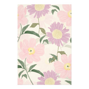 Elegant Rosa Flowers Watercolor Boho Blommigt Fototryck