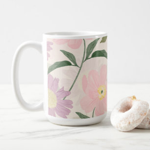 Elegant Rosa Flowers Watercolor Boho Blommigt Kaffemugg