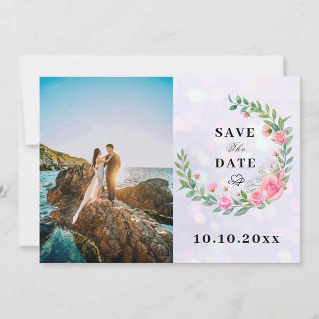 Elegant  Rosa Flowers Watercolor Bröllop Inbjudningar (Framsida)