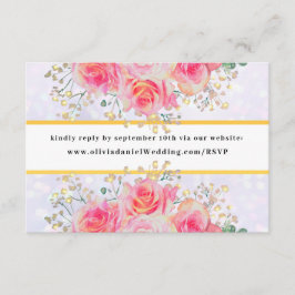 Elegant Rosa Flowers Watercolor Bröllop Tilläggskort