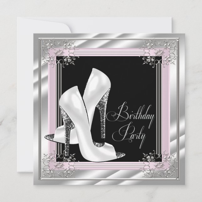 Elegant Rosa Födelsedagsfest Inbjudningar (Framsida)