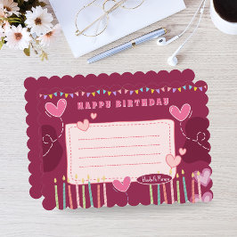 Elegant rosa födelsedagsgratulationskort – Personl Anteckningskort