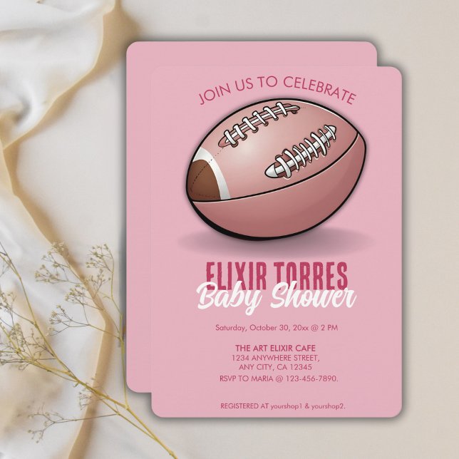 Elegant Rosa Football Baby Shower Inbjudningar (Skapare uppladdad)