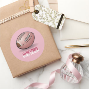 Elegant Rosa Football Baby Shower Runt Klistermärke
