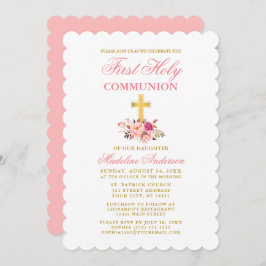 Elegant Rosa för första kommunens vattenfärgsfärga Inbjudningar