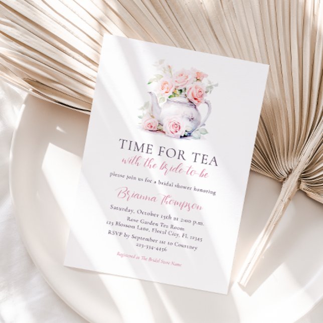 Elegant  Rosa för tea-Möhippa Inbjudningar (Skapare uppladdad)