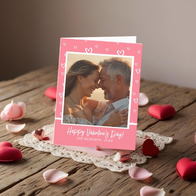 Elegant  Rosa Foto & glass Helgkort (Elegant Blush Pink Photo & ice-cream Holiday Card)
