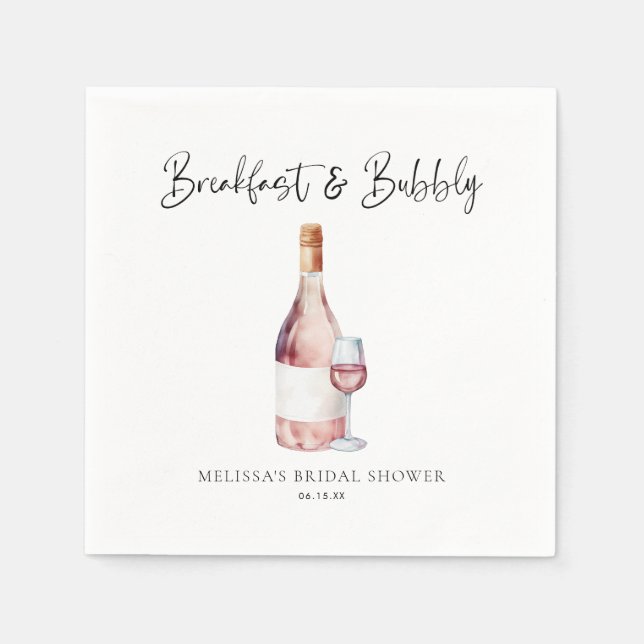 Elegant rosa frukost & bubblig bröllopsfest pappersservett (Framsidan)
