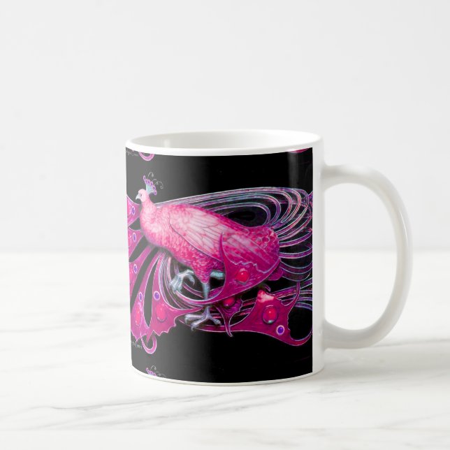 ELEGANT ROSA FUCHSIA PEACOCK JEWEL KAFFEMUGG (Höger)