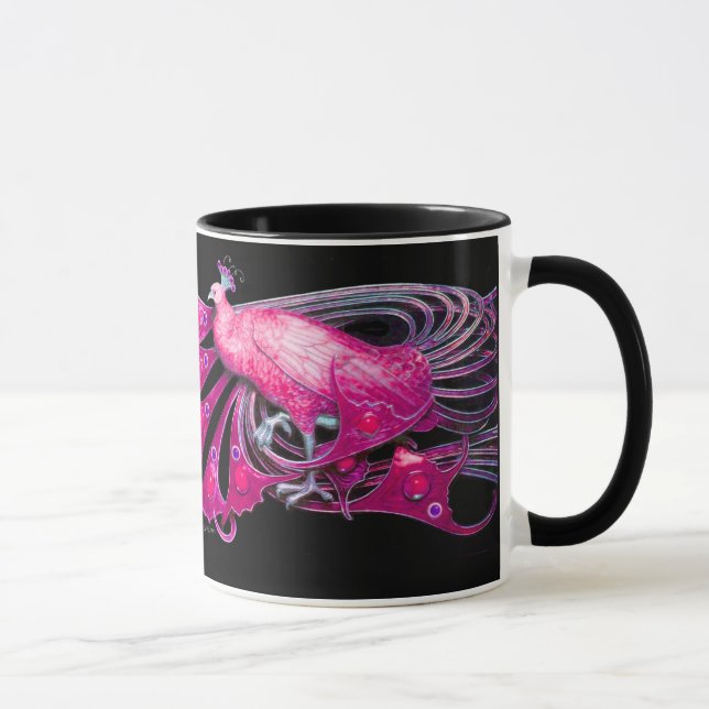 ELEGANT ROSA FUCHSIA PEACOCK JEWEL MUGG (Höger)