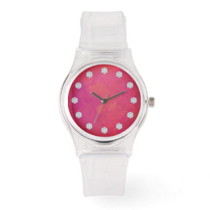 Elegant Rosa Fusion Ansikte och diamanter Armbandsur