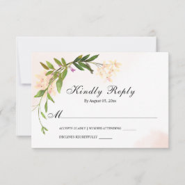Elegant Rosa Garden Flowers Greenery Bröllop OSA Kort
