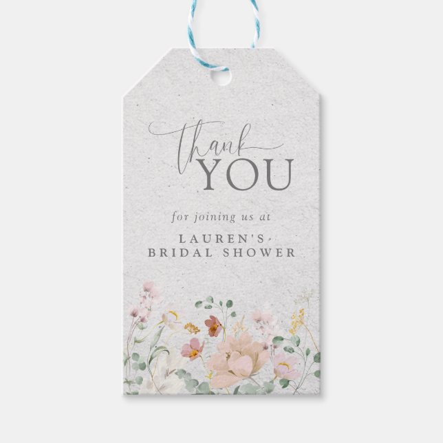 Elegant  Rosa Garden Flowers Möhippa Presentetikett (Framsidan)