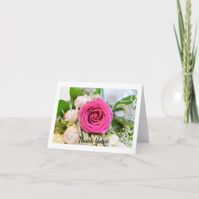 Elegant Rosa Garden Ro Blommigt Flower Tack Kort (Framsida)