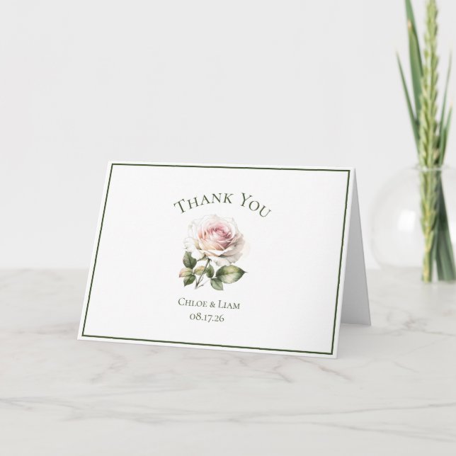 Elegant Rosa Garden Ro Flower Bröllop Tack (Framsida)