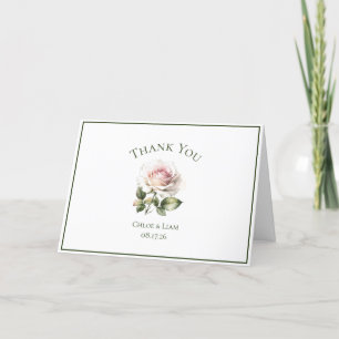 Elegant Rosa Garden Ro Flower Bröllop Tack Kort
