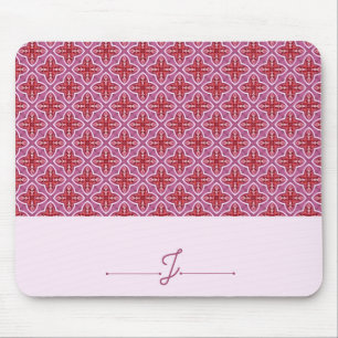 Elegant Rosa Geometric Mönster Monogram Mousepad Musmatta