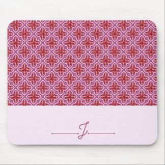 Elegant Rosa Geometric Mönster Monogram Mousepad Musmatta