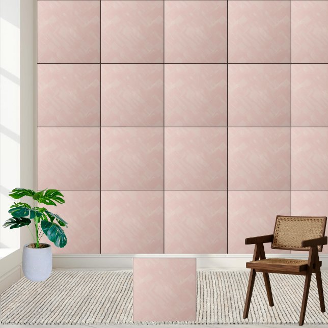 Elegant  Rosa Geometric Textured Ceramic Kakelplatta (Elegant Blush Pink Geometric Textured Ceramic Ceramic Tile)