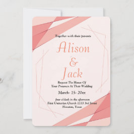 Elegant rosa geometrisk ram bröllop inbjudningar