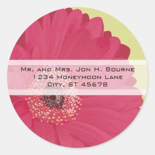 Elegant Rosa Gerber Daisy Wedding Stickers Runt Klistermärke