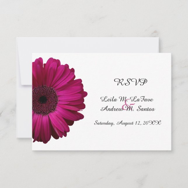 Elegant Rosa Gerbera Daisy Bröllop RSVP-kort OSA Kort (Framsida)