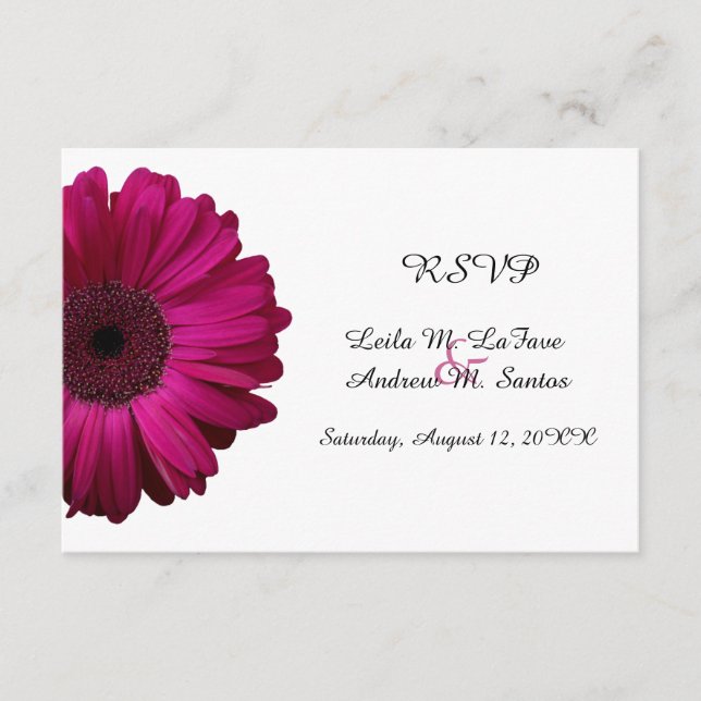 Elegant Rosa Gerbera Daisy Bröllop RSVP-kort OSA Kort (Framsida)
