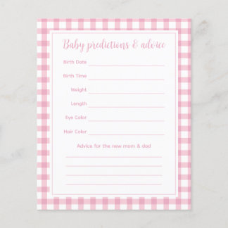Elegant Rosa Gingham Baby Shower Guessing Game