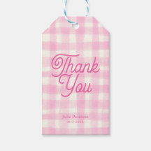 Elegant Rosa Gingham Tack För Tag | Flickas Födels