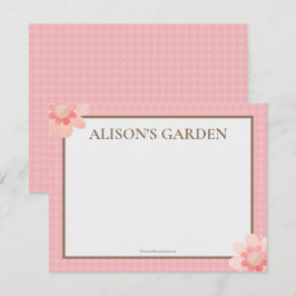 Elegant Rosa Gingham Watercolor Garden Anteckningskort