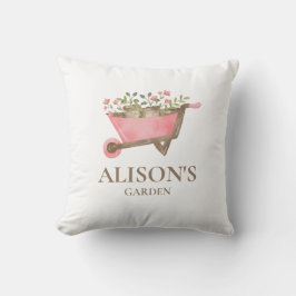 Elegant Rosa Gingham Watercolor Garden Kudde