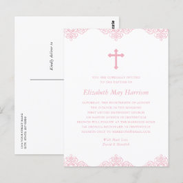 Elegant Rosa Girls Baptism eller inbjudan till kom