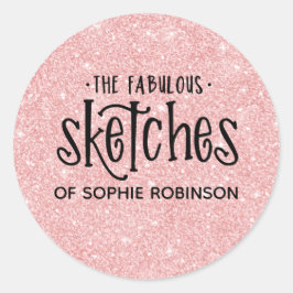 Elegant Rosa Girly Glitter Artist Business Runt Klistermärke