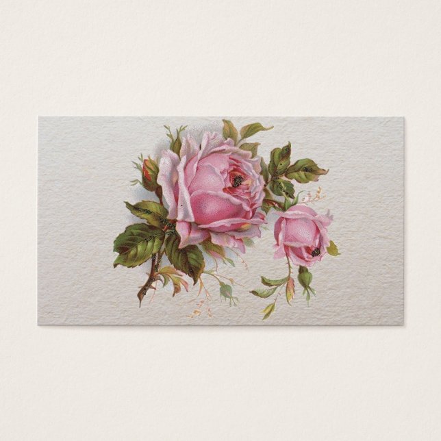 Elegant Rosa Girly Vintage Cute Ro Visitkort (Framsidan)