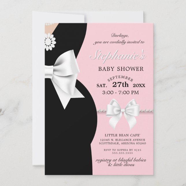 Elegant  Rosa Glam Tiffany Theme Baby Shower Inbjudningar (Framsida)
