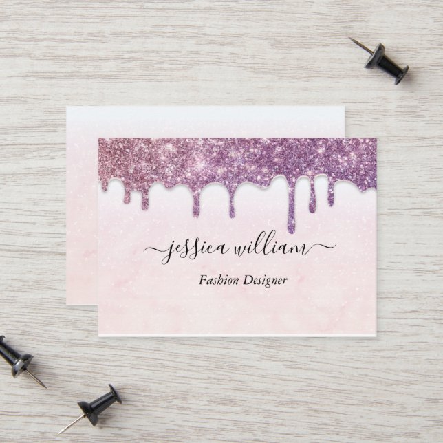 Elegant  Rosa Glitter Agate Modern Chic (Fram/Back In Situ)