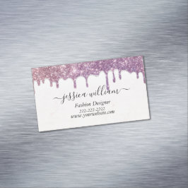 Elegant  Rosa Glitter Agate Modern Chic Magnetiska Visitkort