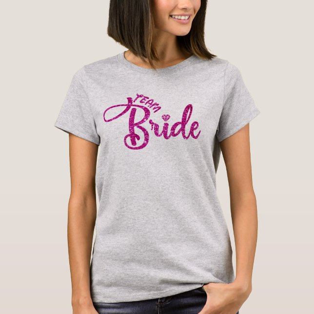 Elegant Rosa Glitter Brud, Chic Brudtärna T Shirt (Framsida)