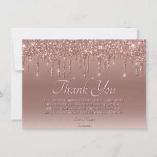 Elegant Rosa Glitter Drift på födelsedagen Tack Kort