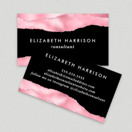 Elegant Rosa Glitter Foil Black Visitkort
