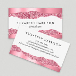 Elegant Rosa Glitter Foil Visitkort