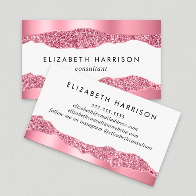 Elegant Rosa Glitter Foil Visitkort (Skapare uppladdad)
