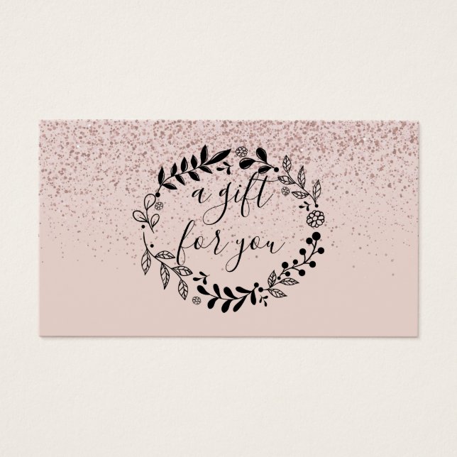 Elegant Rosa Glitter Garland Gift Certificate Visitkort (Framsidan)