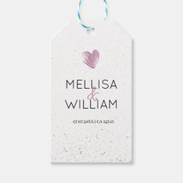 Elegant Rosa Glitter Heart Anpassningsbar par Namn Presentetikett