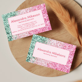 Elegant Rosa Glitter Modern Varumärkesidentitet Visitkort