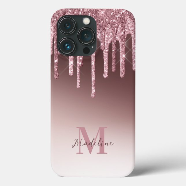 Elegant  Rosa Glitter Monogram (Baksida)