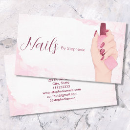 Elegant Rosa Glitter Nail Artist Manicuction Beaut Visitkort