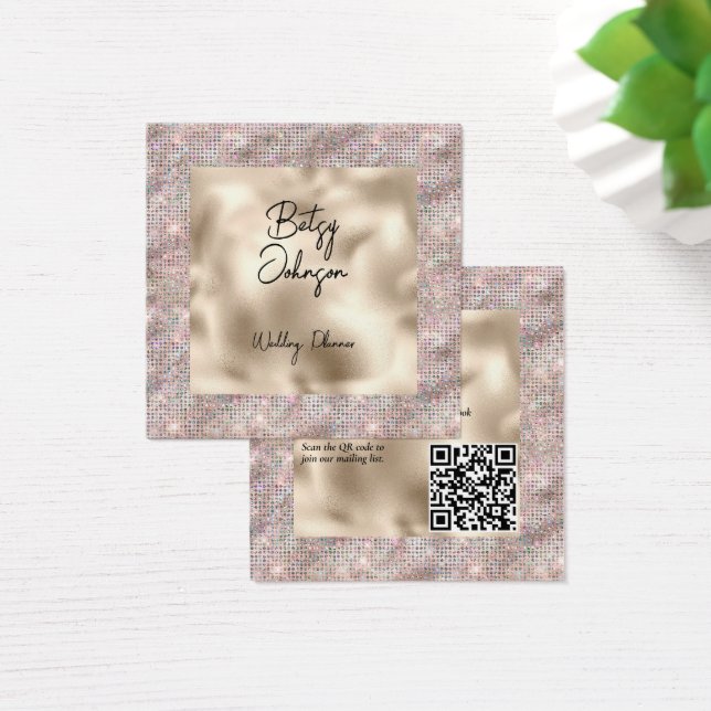 Elegant Rosa Glitter och Affärskortet Pearl Foil Fyrkantigt Visitkort (Skivbord)