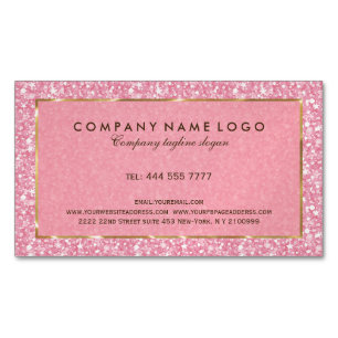 Elegant Rosa Glitter och miniatyrdiagram Guld Magnetiska Visitkort