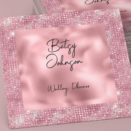 Elegant Rosa Glitter och Rosa Foil Affärskort Fyrkantigt Visitkort